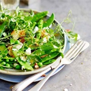 #8 Baby Greens With Peas, Pecans and Ginger Dressing