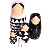 Matryoska Nesting Black and White Dolls