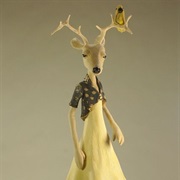 Deer Girl With Yellow Bird