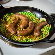 Sausage and Peas in Ale