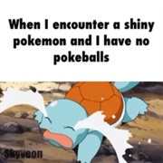 Encountering a Shiny Pokemon With No Pokeballs on Hand