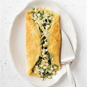 Pea Courgette and Feta Omelette