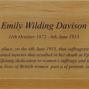 Plaque to Emily Davison at EPsom Downs Racecourse