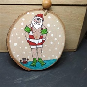 Bathing Suit Santa Ornament