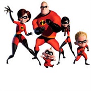 Mr. Incredible, Elasti-Girl, Violet, and Dash