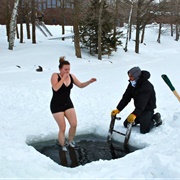 Dive Into Frozen Lake - Russia