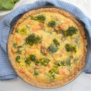 Salmon Broccoli Cheddar Quiche