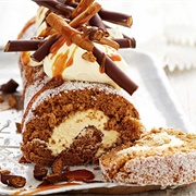 Cheesecake Swiss Rolls With Gingerbread Sticks