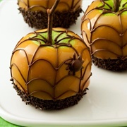 Halloween Spiderweb Caramel Apples