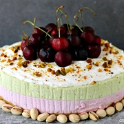 Cherry and Pistachio No Bake Cheesecake