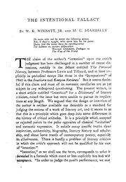 The Intentional Fallacy (William K. Wimsatt, Monroe Beardsley)