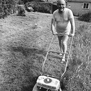 Robert Muldoon Mowing His Lawn