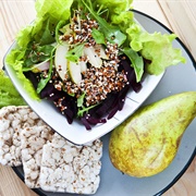 Pear Beetroot and Lettuce Salad With Sprouts