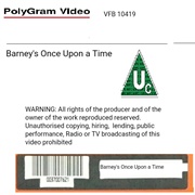 Barney&#39;s Once Upon a Time Video Label