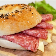 Salami Filled Bagel