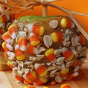 Candy Corn &amp; Peanut Caramel Apple