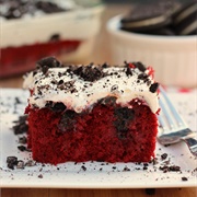 Red Velvet Oreo Poke Cake