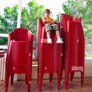 Sit on a Couple of Stacked Chairs