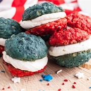 Red White Blue Oatmeal Cookie Sandwiches