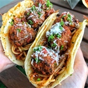 Spaghetti Meatballs Taco Shell