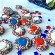 Patriotic Red White Blue Thumbprint Cookies