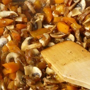 Fried Mushrooms Bell Pepper Onions