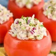 Creamed Chicken Salad Stuffed Tomatos