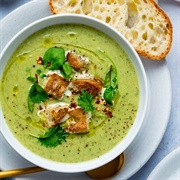 Broccoli Cream Soup With Chili Powder and Parmesan