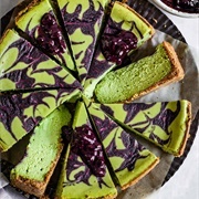 Matcha Cheesecake Blueberry Swirl