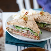 Red Pepper Hummus &amp; Spinach Sandwich