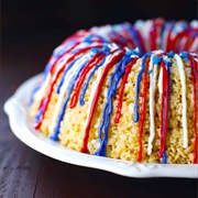 Patriotic Rice Krispies Cake