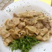 Idrijski Žlikrofi With Porcini Mushrooms and a Creamy Sauce