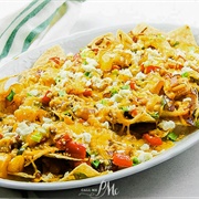 Nachos With Fish, Cheese, Coriander, Cream, Avocado &amp; Pineapple