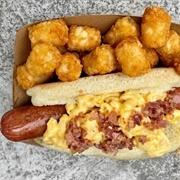 Loaded Bacon Macaroni Cheese Hot Dog