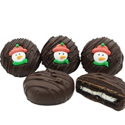 Philadelphia Candies Dark Chocolate Snowman Face Sandwich Cookies