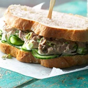 Tuna Mayo and Spring Onion Sandwich