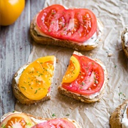 Tomato and Onion Open-Faced Sandwich