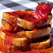 French Toast With Strawberry Syrup