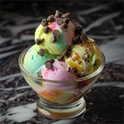 Rainbow Sherbet Ice Cream Sundae