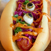 Halloween Slaw Hot Dog (Spooky Slaw Hot Dog)