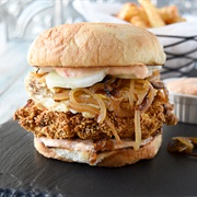 Fried Chicken Sandwich With Wild Onion Sauce