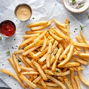 Fries With Ketchup and Mustard