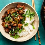 Blueberry Tofu and Teriyaki Pork With Celery