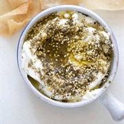 Za&#39;atar and Kalamata Labneh