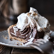 Pie With Chocolate Mousse Dollops