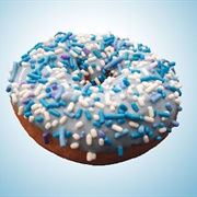 Blue Iced and Blueberry Custard-Filled Cruller With Sprinkles