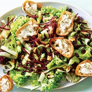 Lettuce, Cucumber, Crouton, and Goat Cheese Salad