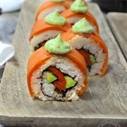 Salmon and Shiitake Mushroom Maki With Wasabi Mayonnaise