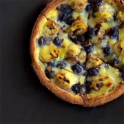 Banana, Blueberry Chocolate and Custard Pizza