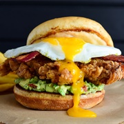 Fried Egg and Fried Chicken Sandwich